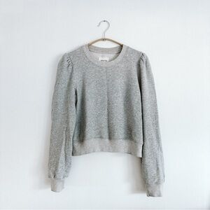 Aritzia Wilfred Free Puff-sleeve Cotton Terry Sweatshirt Grey - Size Small